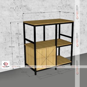 kệ sắt mặt gỗ tiện ích nhà bếp