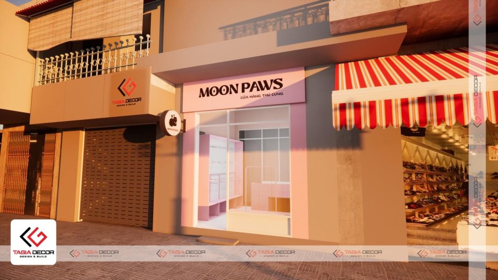 Thiết kế thi công cửa hàng thú cưng Moon Paws