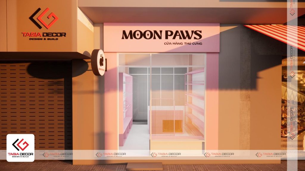 Thiết kế thi công cửa hàng thú cưng Moon Paws
