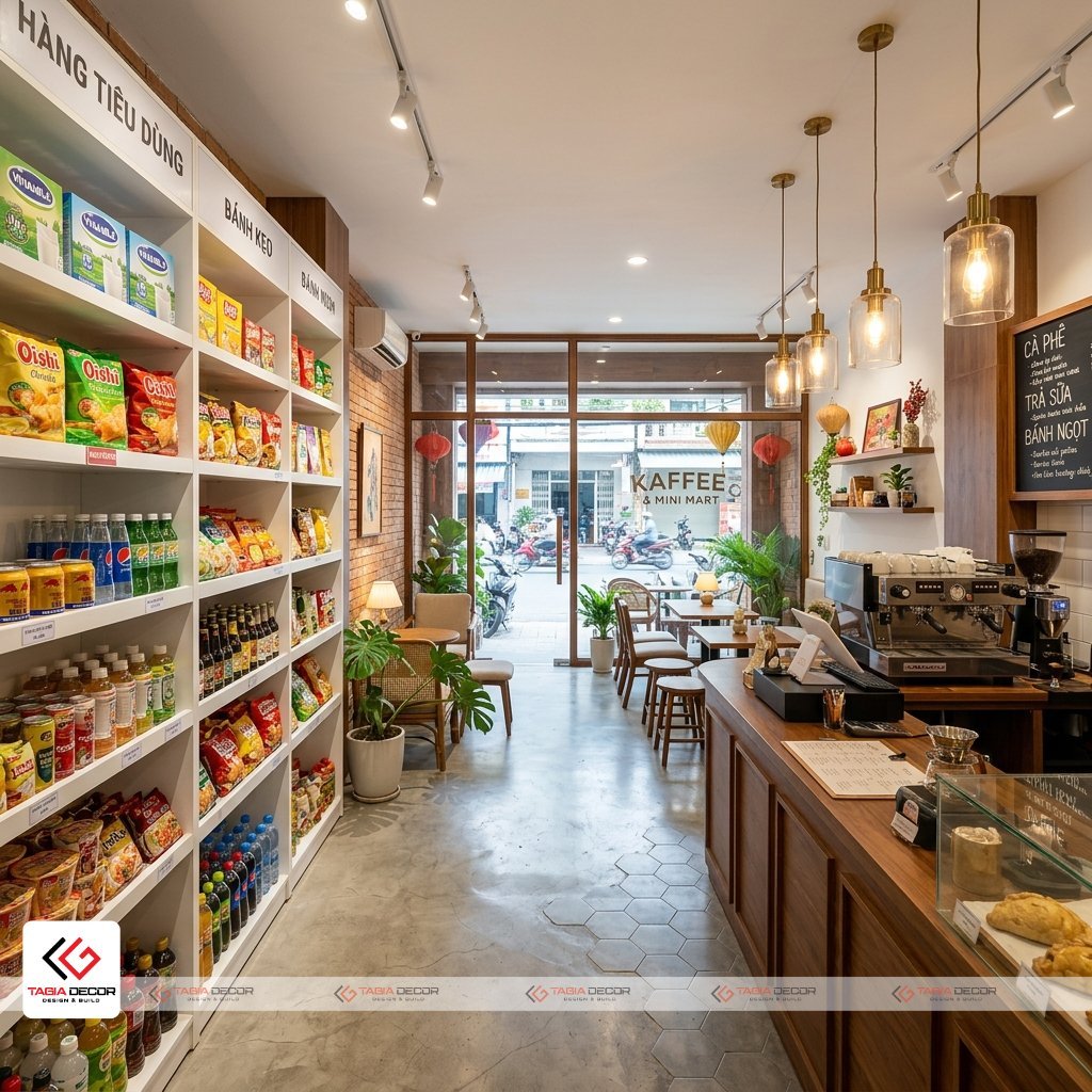 Tiềm năng kết hợp: Mô hình cafe siêu thị mini đang lên ngôi - Tagia Decor