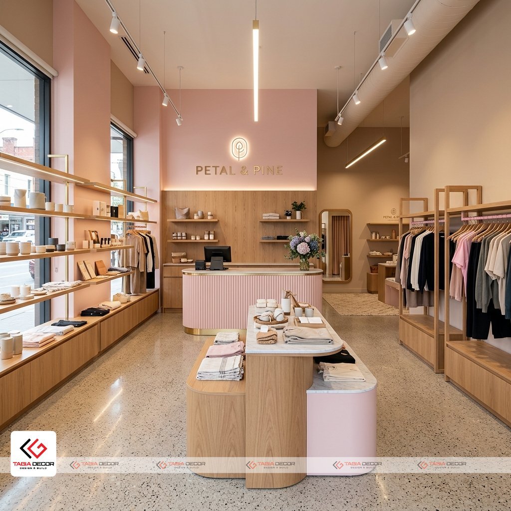 Chủ cửa hàng mệnh Hỏa hài lòng với nội thất shop hiện đại, phong thủy tốt ở Đà Nẵng.